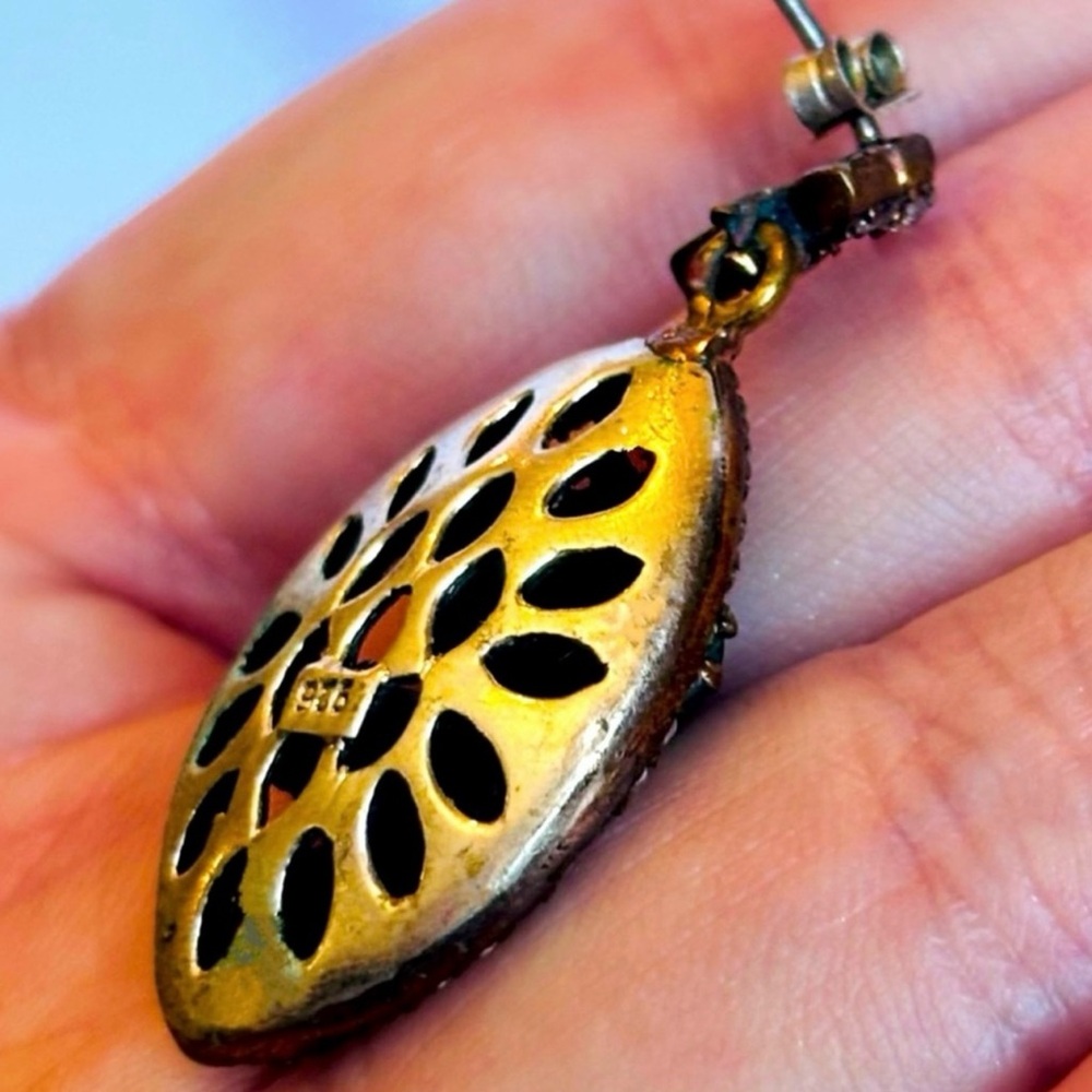 Emerald Ruby Gem Fine Art Post Single Earring Sol… - image 2